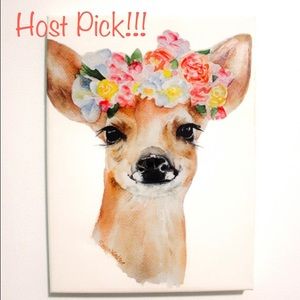 🥳Host Pick🥳 Deer Fawn Floral Watercolor Art